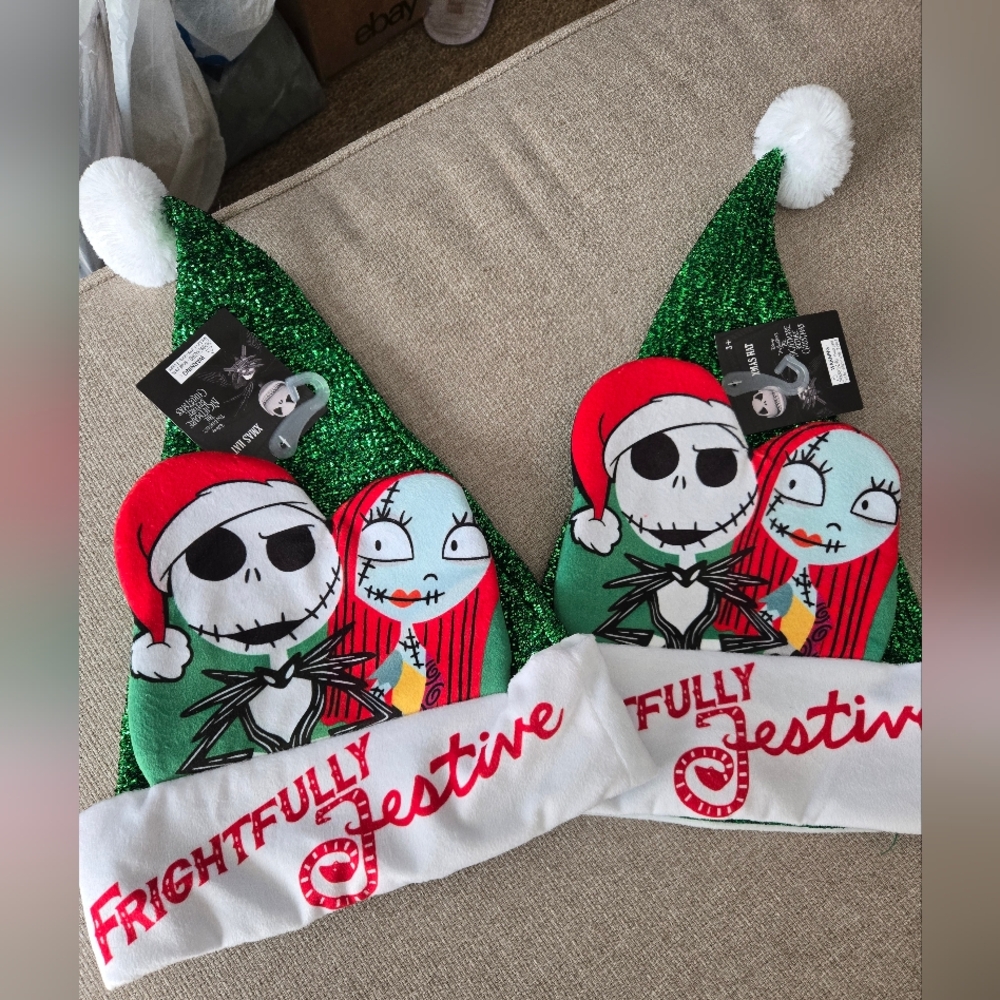 New SET OF 2 Nightmare Before Christmas Festive Santa Hats
